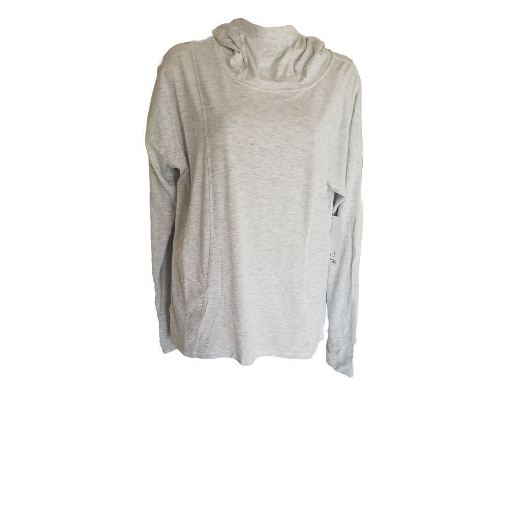 NWT 90°DEGREE BY REFLEX COWL NECK GREY HOODIE  LONG SLEEVE THUMBS HOLE  TOP SZ L